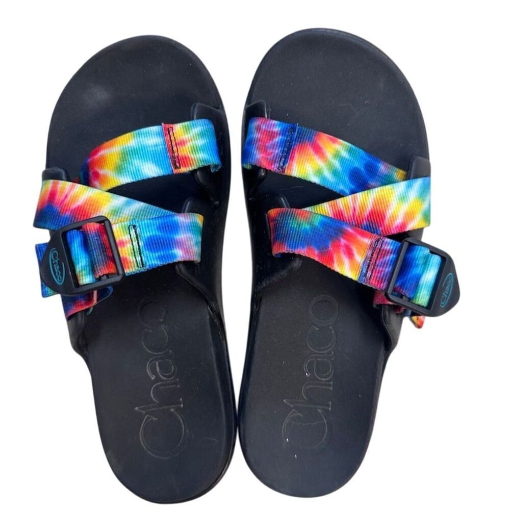 Like New Chaco Chillos Slide Sandals Unisex Size 8 Rainbow Tie Dye